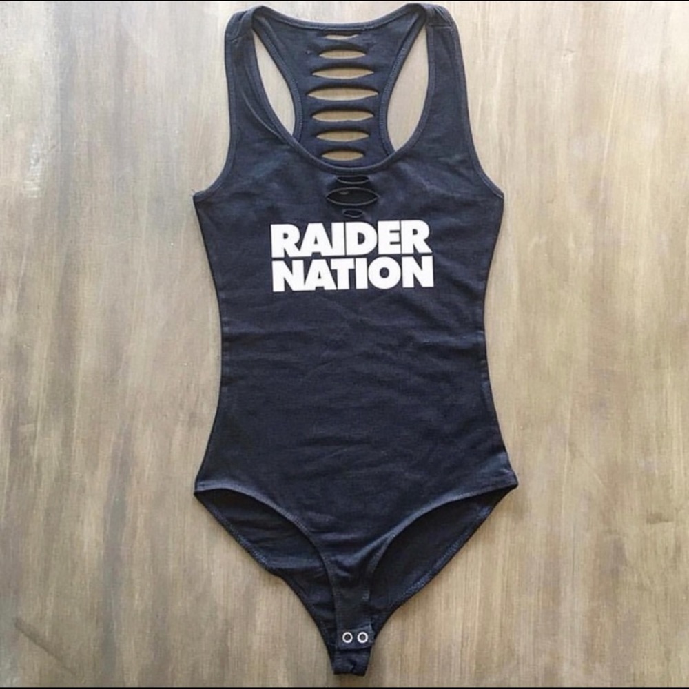 Cut-Out Black Raiders Football RaiderNation Bodysuit outfit GF/mom/mothers gift